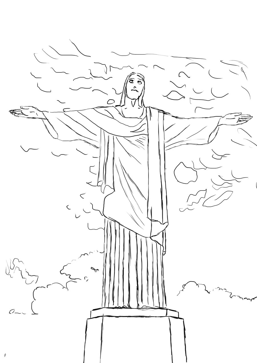 Estatua Del Cristo Redentor Para Colorear Imprimir E Dibujar Dibujos