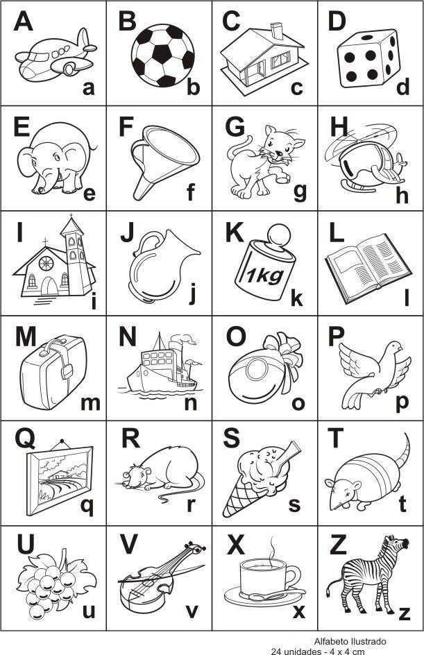 Alfabetos ilustrados para imprimir y colorear | Colorear imágenes