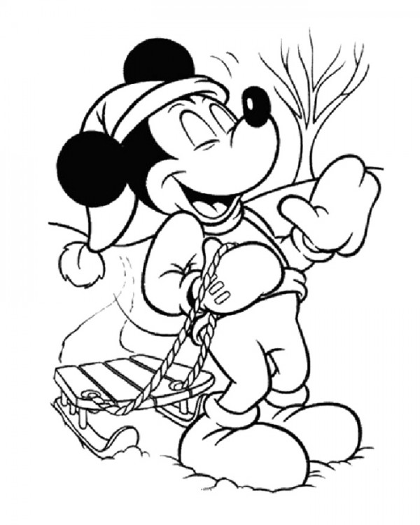 Imágenes con Dibujos de Mickey Mouse de Navidad para colorear