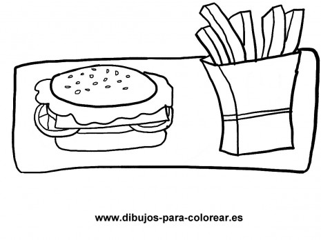 Dibujos-para-colorear-hamburguesa-y-patatas-fritas