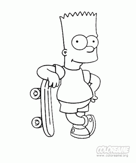 dibujo-para-pintar-de-bart-simpson-monopatin