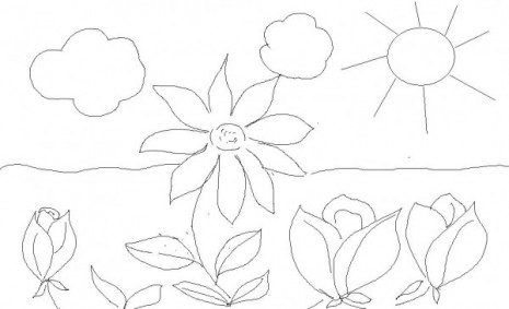 Dibujo PARA COLOREAR DE flores y paisaje