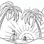Dibujos de Playas con palmeras para colorear