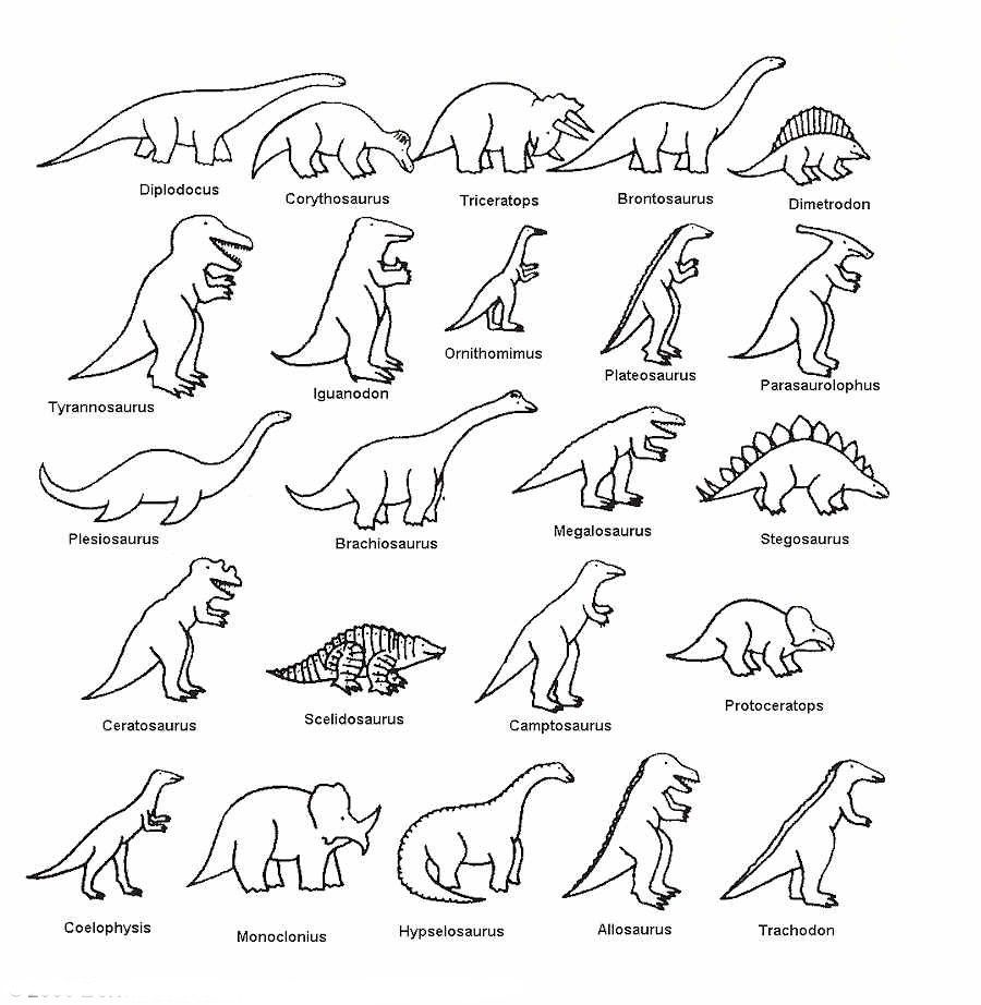 Dinosaurios para dibujar pintar colorear imprimir recortar y pegar 006