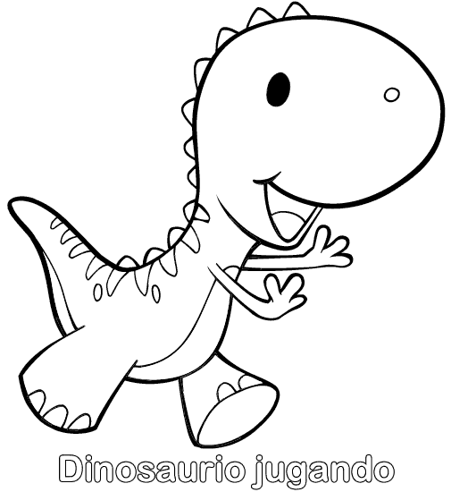 colorear-dibujo-del-dinosaurio-jugando