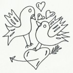 Dibujos para pintar de palomas con corazones