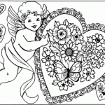 Dibujos de Cupido con corazones para pintar