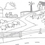Dibujos infantiles de granjas con animales para pintar