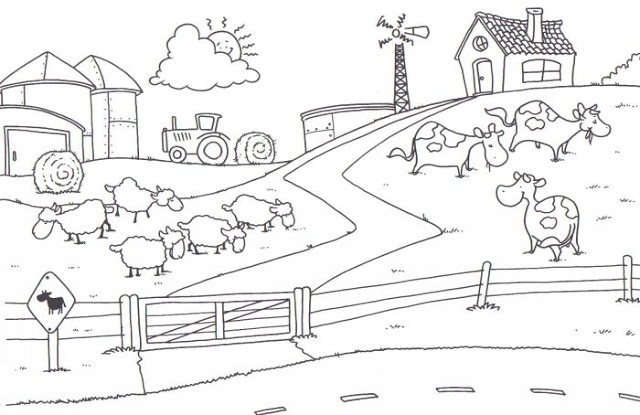 Dibujos infantiles de granjas con animales para pintar | Colorear imágenes
