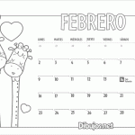 Calendarios del mes de Febrero para colorear