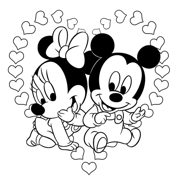 Minnie y Mickey enamorados para pintar | Colorear imágenes