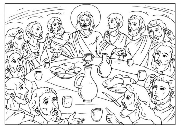 Dibujos de la Ultima Cena de Jesús para pintar | Colorear imágenes