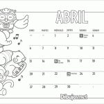 Calendarios Abril 2015 con dibujos para pintar