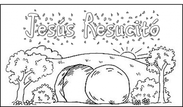 Jesús resucitó para imprimir y pintar ¡Feliz Pascua! | Colorear imágenes