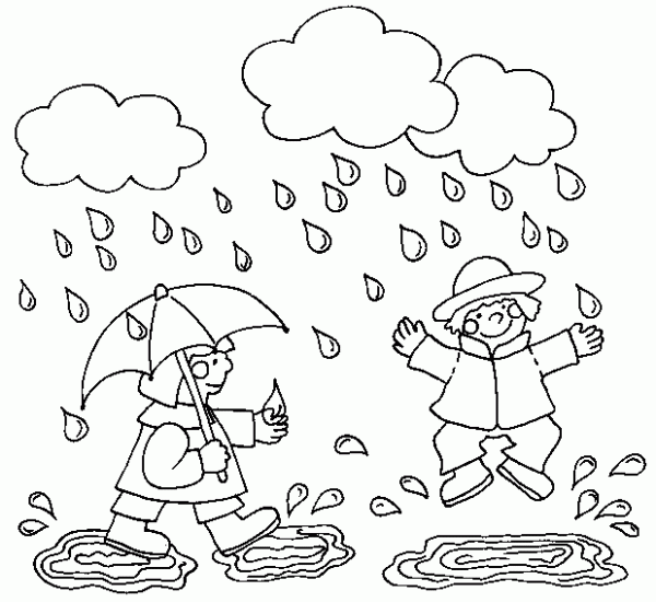 Lluvia mojando a niños jugando