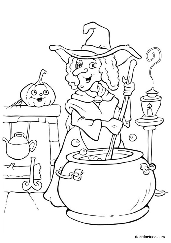 Brujas de Halloween para imprimir y pintar | Colorear imágenes