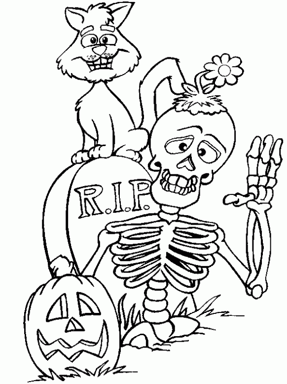 Dibujos de esqueletos de Halloween para pintar | Colorear imágenes