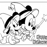 Tarjetas de Happy Halloween con Mickey y sus amigos para colorear