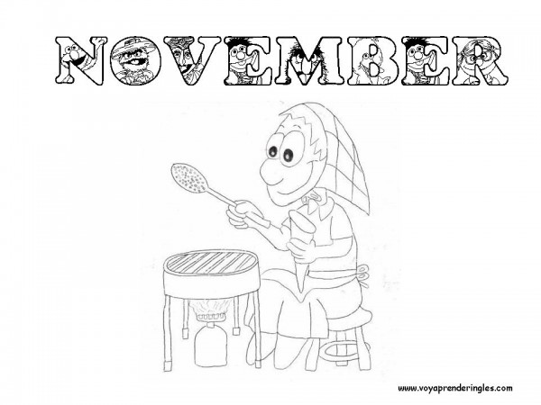 Dibujos del mes de Noviembre (November en inglés) para pintar