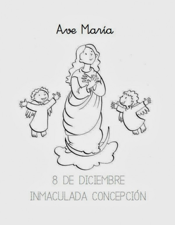Dibujos para pintar del Día de la Inmaculada Concepción de María | Colorear  imágenes