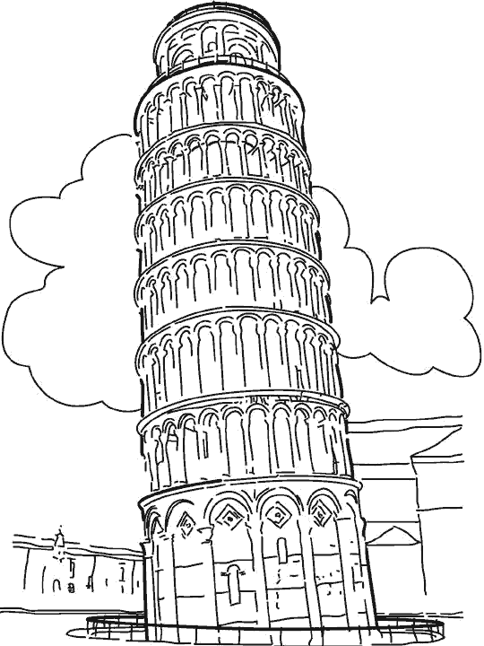 monumentoLa-Torre-de-Pisa-para-colorear
