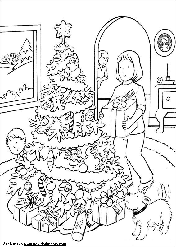 Dibujos Para Pintar De Familias En Navidad Colorear Imágenes