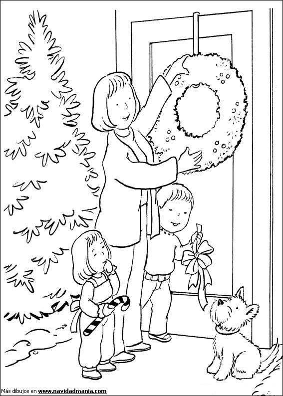 Dibujos para pintar de familias en Navidad | Colorear imágenes