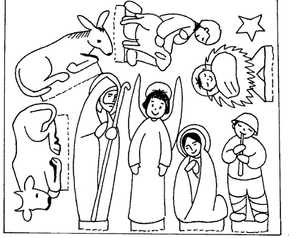 Pesebres de Navidad – Dibujos para colorear y recortar | Colorear imágenes