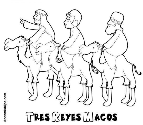  Dibujos de Melchor, Gaspar y Baltasar para colorear  Tres Reyes Magos para pintar