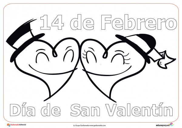 14 de febrero – Día de San Valentín – Dibujos para pintar | Colorear  imágenes