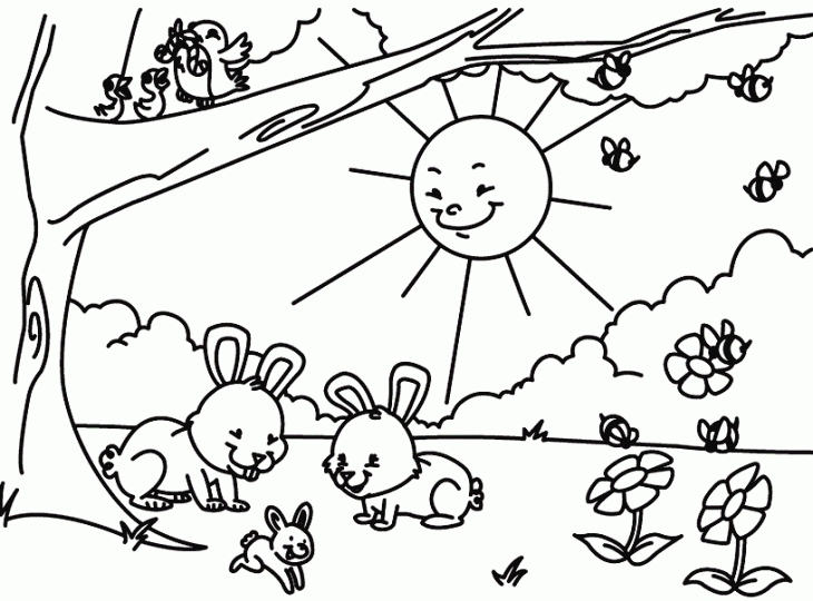 Beautiful Morning In Spring Coloring Page - Letscolorit.com