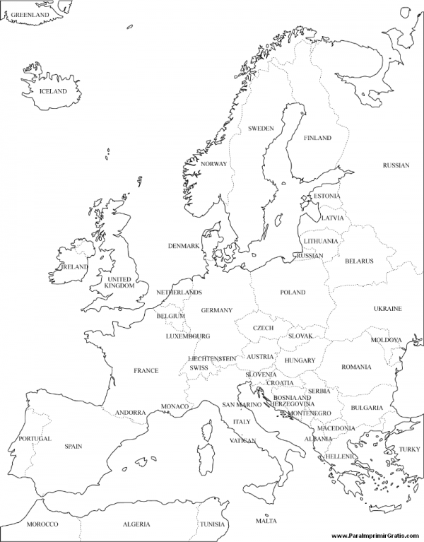 Dibujos de Mapas de Europa y paises para colorear | Colorear imágenes