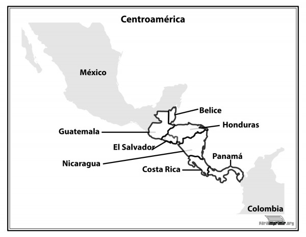 Mapa De Centroamerica En Blanco Y Negro Canvas Canvaskle 4834