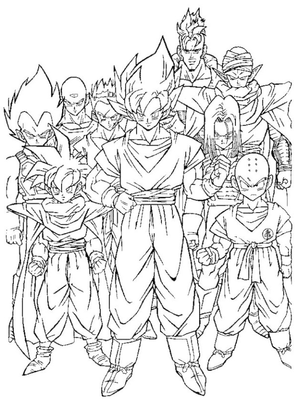  Dibujos de Dragon Ball Z, Goku y Vegeta para colorear