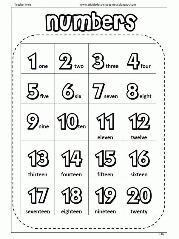  Números en ingles para colorear e imprimir