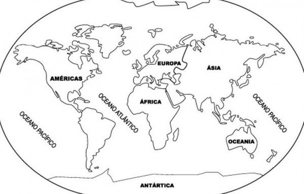 Dibujos de Mapa del mundo, mapamundi y planisferio para colorear ...