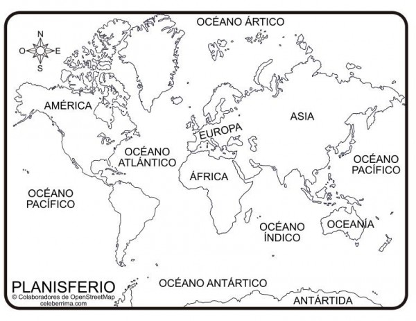 Dibujos De Mapa Del Mundo Mapamundi Y Planisferio Para Colorear Colorear Imágenes 6289