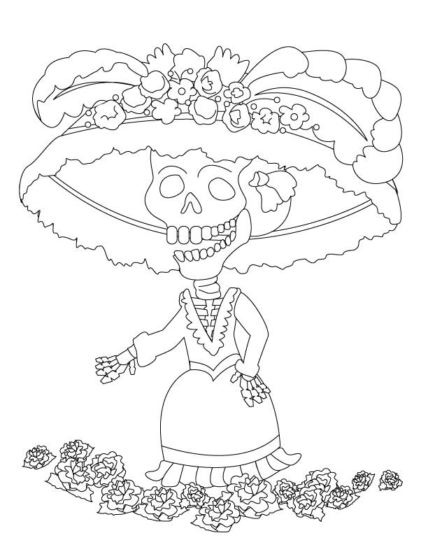 Los mejores dibujos de Catrinas Mexicanas para descargar | Colorear imágenes