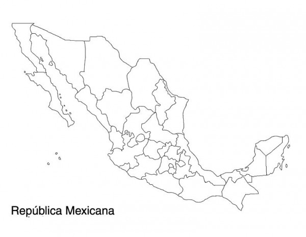 Mexico Mapa Map Coloring Con Nombres Mexicana Para Republica Names