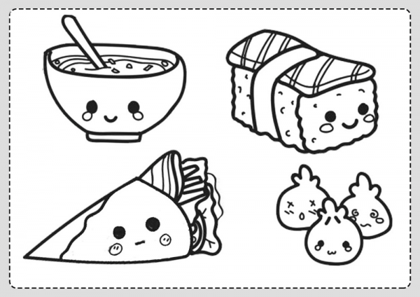 Dibujos Kawaii de Comida para colorear, descargar e imprimir | Colorear  imágenes