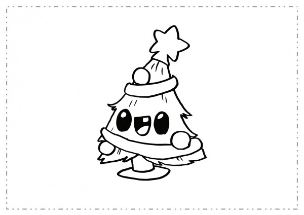 dibujo-arbol-navidad-kawaii-colorear | Colorear imágenes